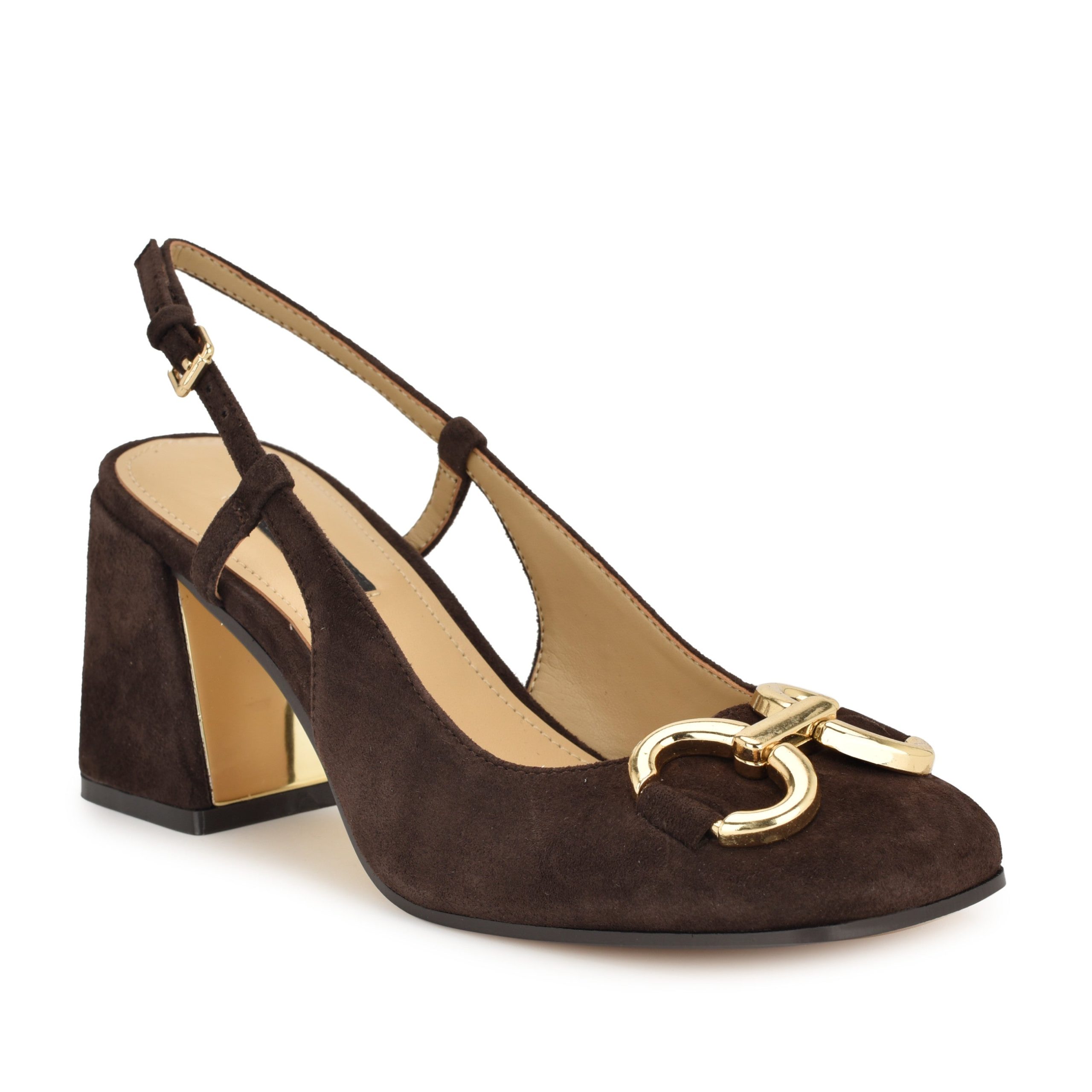 Cast Leather Block Heel Slingback Pumps - Image 2