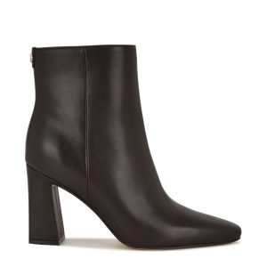 Reraye Block Heel Ankle Leather Booties