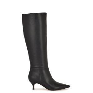 Somas Kitten Heel Knee High Leather Boots
