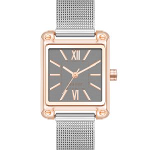 Mesh Bracelet Watch with Rectangular Case