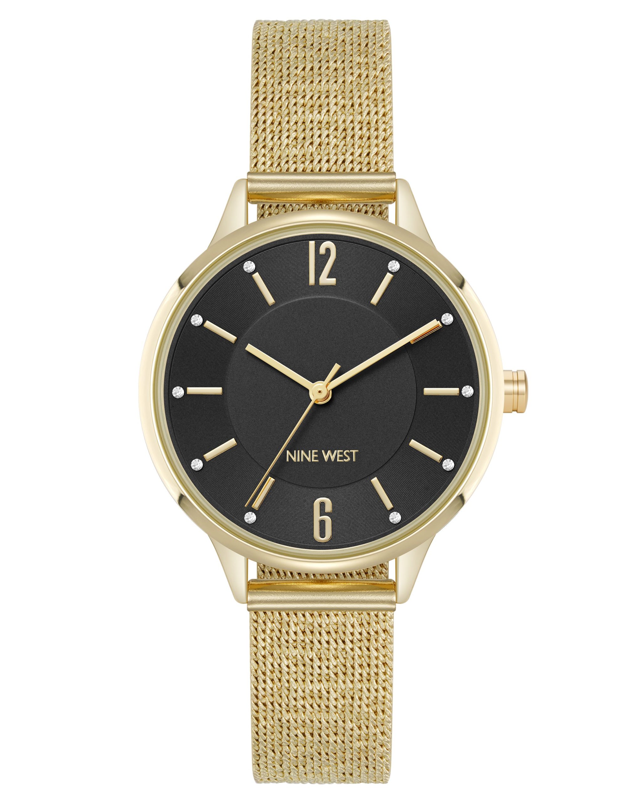 Crystal Accented Dial Mesh Watch