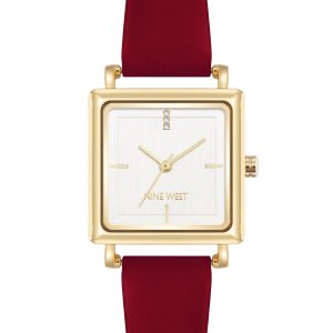Square Strap Watch with Crystal Accents