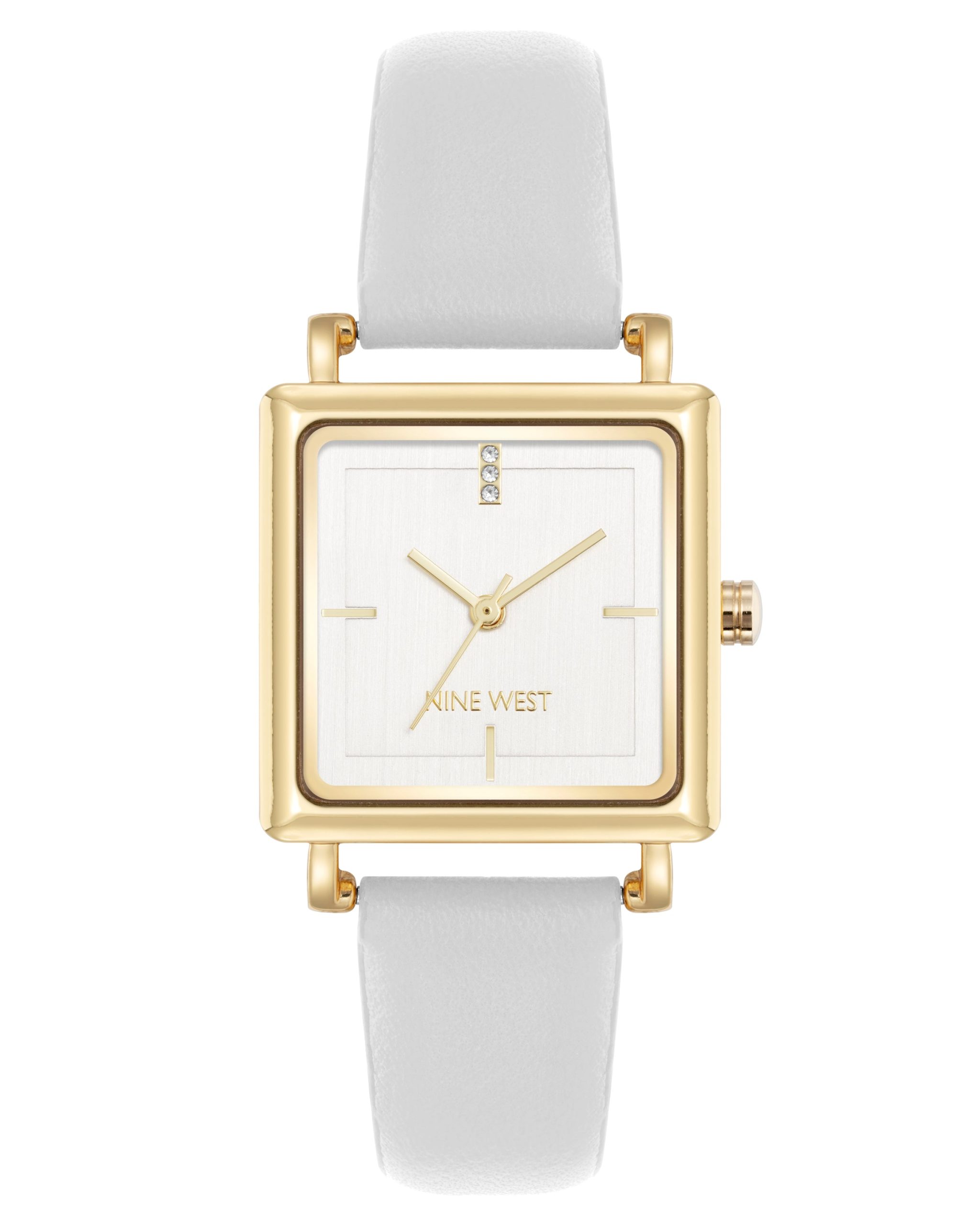 Square Strap Watch with Crystal Accents