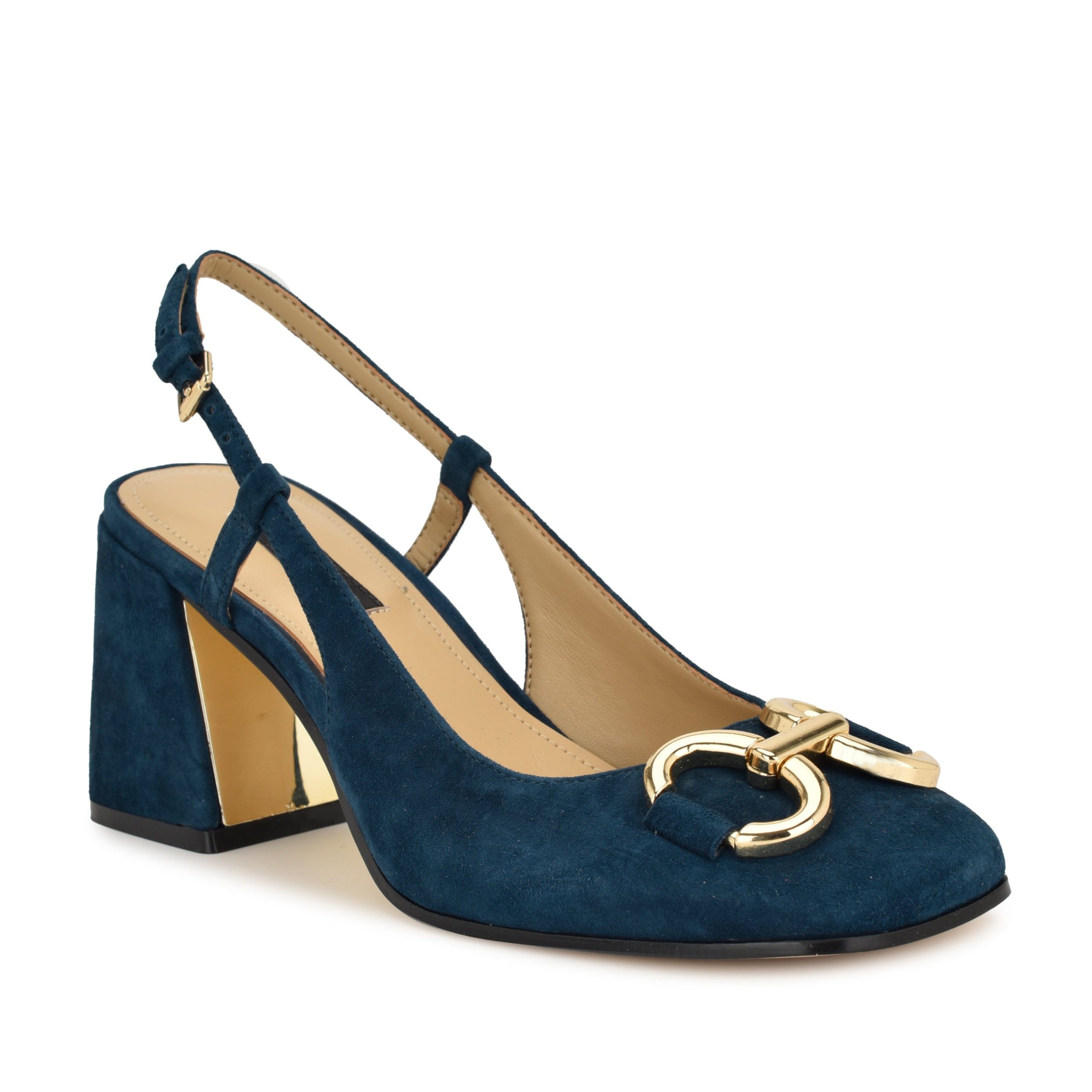 Cast Leather Block Heel Slingback Pumps - Image 2